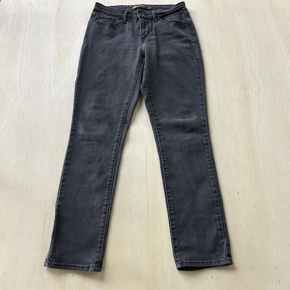 Levi's Jeans Womens 6 28 Charcoal Wash Gray‎ Mid Rise Skinny Slim Stretch Denim